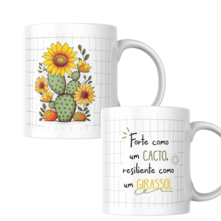 Caneca porcelana personalizada Girassol