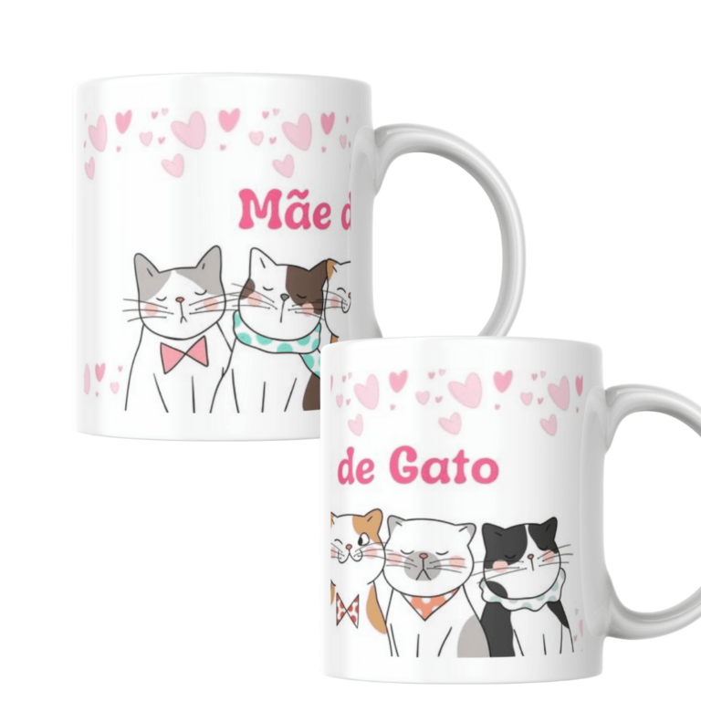 Caneca porcelana personalizada mãe de gato