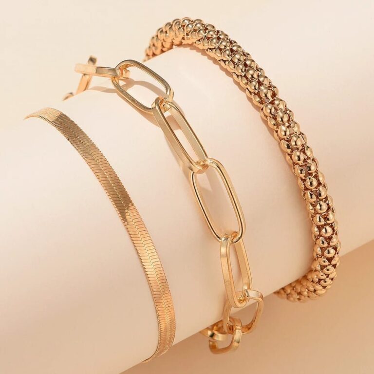 Conjunto de 3 Pulseiras Elegante Aço Titânio
