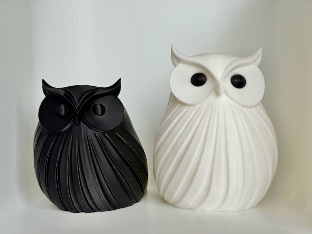 Kit Corujas Decorativas Preto e Branco