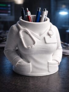 Porta-Canetas Médico Jaleco e Estetoscópio - Organizador 3D
