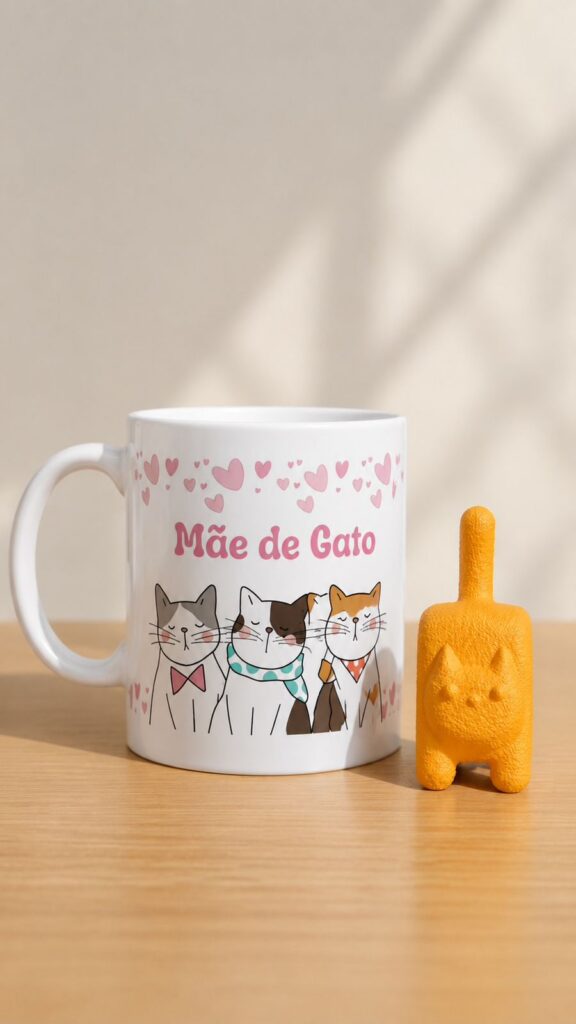 Combo Caneca Mãe de Gato Personalizada + Suporte Sachê | Oncompre