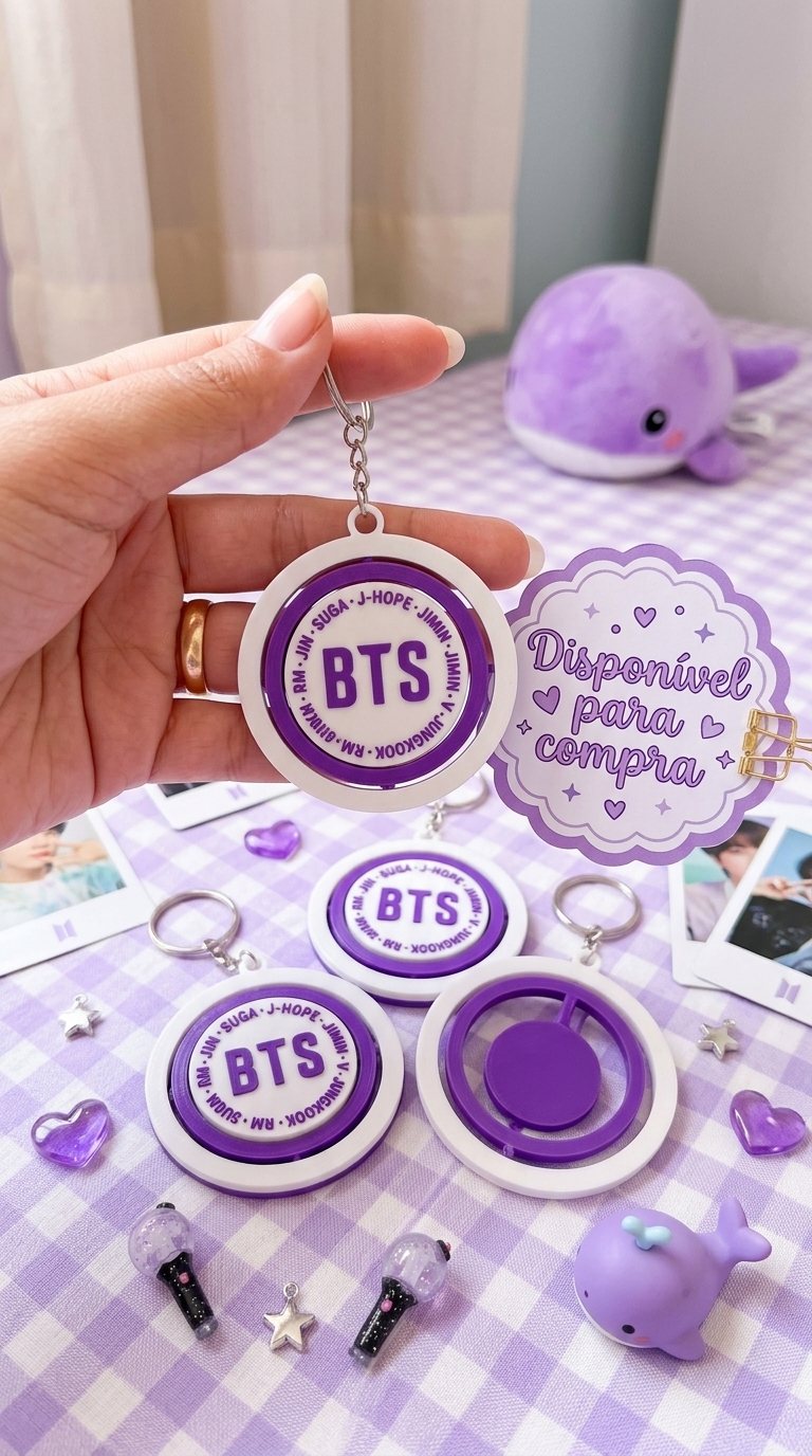 Chaveiro Giratório BTS 💜