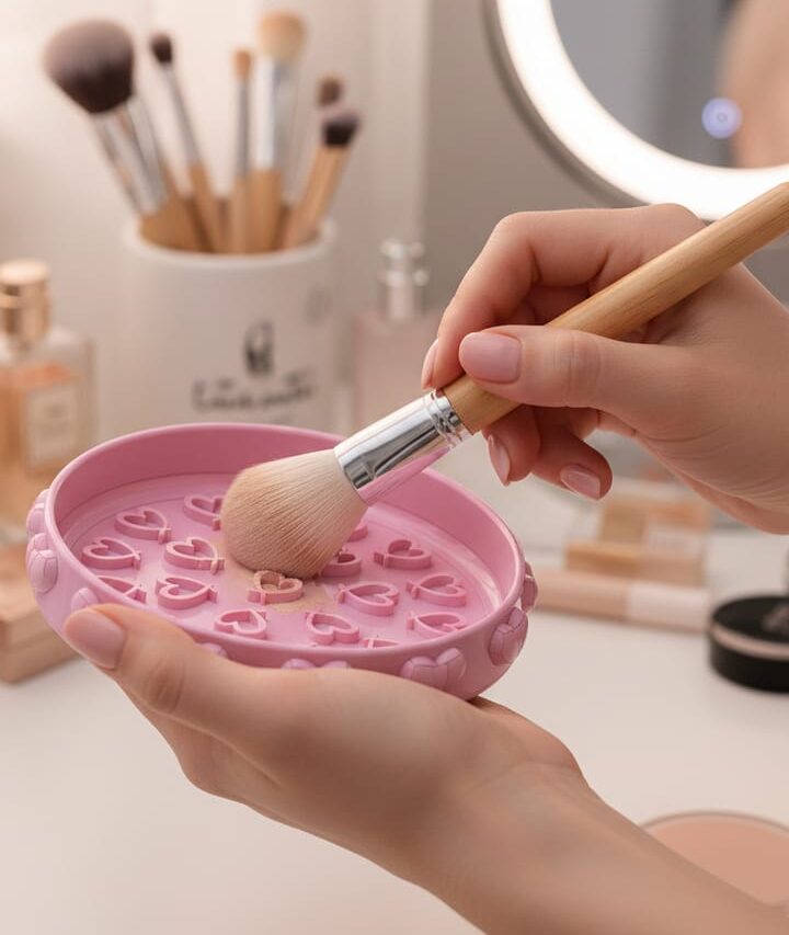 Limpador de Pincéis de Maquiagem Coração | Pote Brush Cleaner